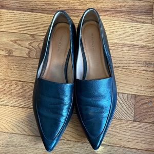 VGU Halogen Women’s 9 Kendra Black Pointed Toe Black Leather Flats Loafers